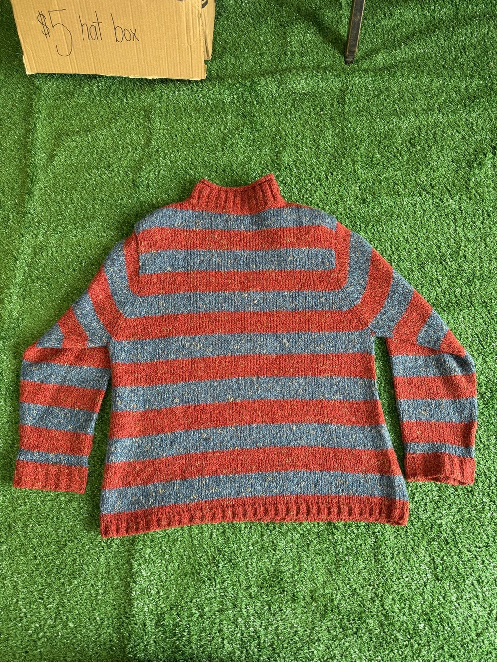 Westbound Red and Gray Striped Women's Sweater - Picture 2 of 3